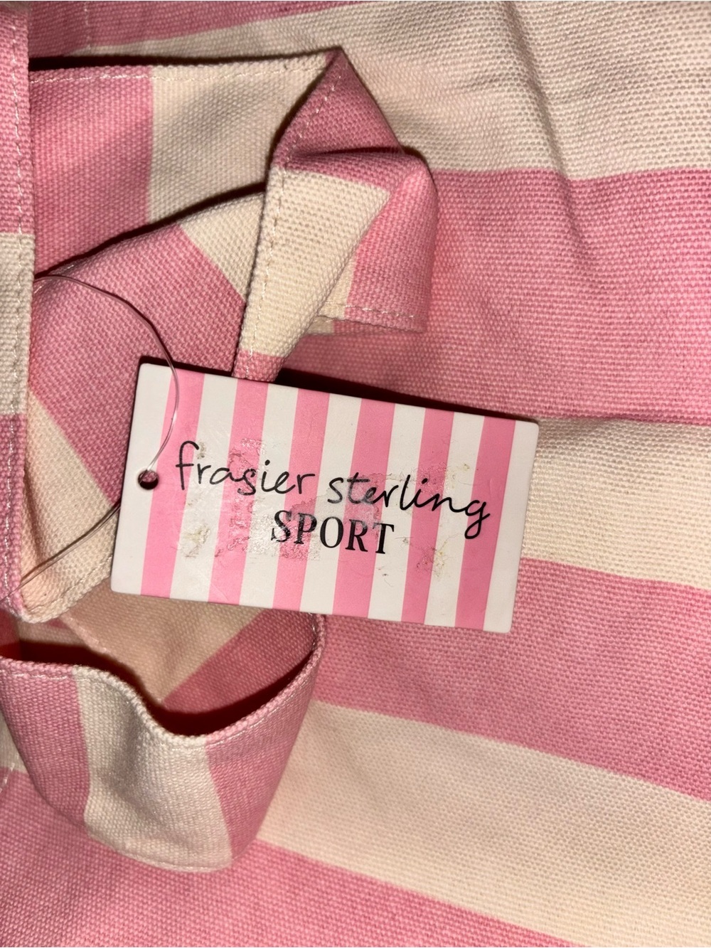 NWT Frasier Sterling Sport Pink & Cream Cotton Canvas Tote Bag HUGE - Picture 11 of 14